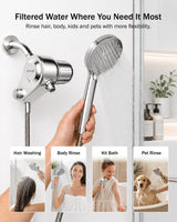 Frizzlife Dual-Outlet Shower Filter with Handheld Sprayer, Keeps Existing Fixed Shower Head, Both Heads Get Filtered Water, High Pressure 3-Mode, 210g KDF-55 and Calcium Sulfite, Reduces Chlorine, view 4