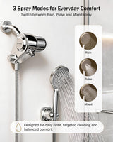 Frizzlife Dual-Outlet Shower Filter with Handheld Sprayer, Keeps Existing Fixed Shower Head, Both Heads Get Filtered Water, High Pressure 3-Mode, 210g KDF-55 and Calcium Sulfite, Reduces Chlorine, view 5