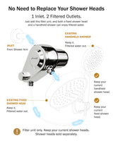 Frizzlife Dual-Outlet Shower Filter, Keeps Existing Fixed and Handheld Shower Heads, Both Showerhead Get Filtered Water, 210g KDF-55 and Calcium Sulfite, Reduces Chlorine, High Flow,Heads Not Included, view 2