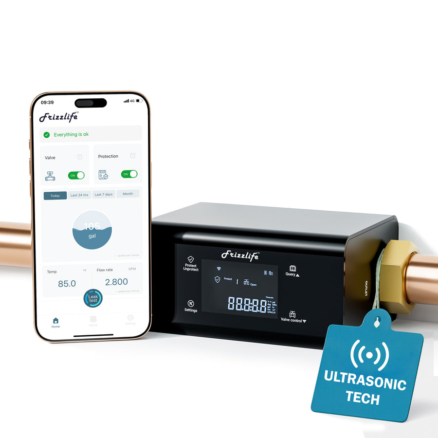 Frizzlife Smart Water Monitor with Automatic Shutoff Sensor, LP365