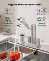 Frizzlife MF1080-D Series Bathroom & Kitchen Faucet with Water Filter, Brushed Nickel, 360° Swivel Aerator, view 3
