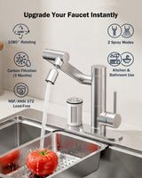 Frizzlife MF1080-S Series Bathroom & Kitchen Faucet with Water Filter, Brushed Nickel, 360° Swivel Aerator, view 2