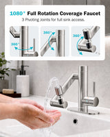 Frizzlife MF1080-S Series Bathroom & Kitchen Faucet with Water Filter, Brushed Nickel, 360° Swivel Aerator, view 4