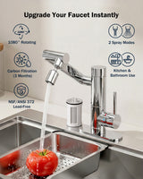 Frizzlife MF1080-S Series Bathroom & Kitchen Faucet with Water Filter, Polished Chrome, 360° Swivel Aerator, view 2