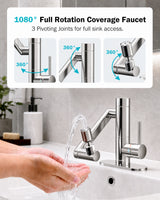 Frizzlife MF1080-S Series Bathroom & Kitchen Faucet with Water Filter, Polished Chrome, 360° Swivel Aerator, view 4
