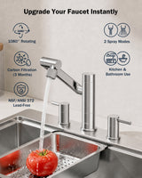 Frizzlife MF1080-X Series Bathroom & Kitchen Faucet with Water Filter, Brushed Nickel, view 2