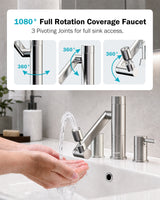 Frizzlife MF1080-X Series Bathroom & Kitchen Faucet with Water Filter, Brushed Nickel, 360° Swivel Aerator, view 4