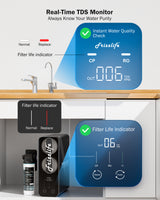 Frizzlife 1000GPD Reverse Osmosis Water Filter, NSF/ASNI 58&372 Standard, Alkaline Mineral pH+ Reverse Osmosis, 9-Stage Filtration Tankless RO, 2:1 Pure to Drain, Under Sink, Smart Faucet, PD1000-N, view 5