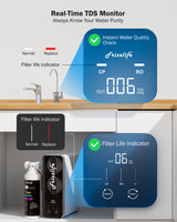Frizzlife Reverse Osmosis Water Filter - Alkaline Mineral pH+, NSF/ASNI 58&53&42&372 Standard, 600GPD Tankless RO Reverse Osmosis System, Under Sink, 2:1 Pure to Drain, Smart LED Faucet, PD600-N, view 6