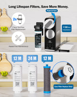 Frizzlife 800GPD Reverse Osmosis Water Filter, NSF/ASNI 58&42&372 Standard, Alkaline Mineral pH+ Tankless Reverse Osmosis System, 9-Stage Under Sink RO, 2:1 Pure to Drain, Smart Faucet, PD800-N, view 2