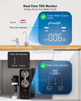Frizzlife 800GPD Reverse Osmosis Water Filter, NSF/ASNI 58&42&372 Standard, Alkaline Mineral pH+ Tankless Reverse Osmosis System, 9-Stage Under Sink RO, 2:1 Pure to Drain, Smart Faucet, PD800-N, view 6