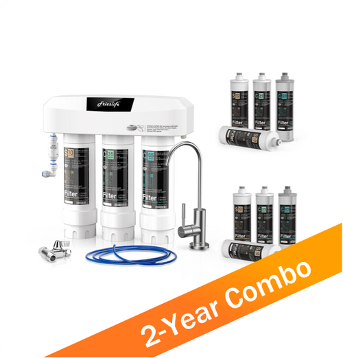 Frizzlife SP99-NEW Under Sink Water Filter With a TWO-YEAR M3005 Replacement Filter Pack Combo