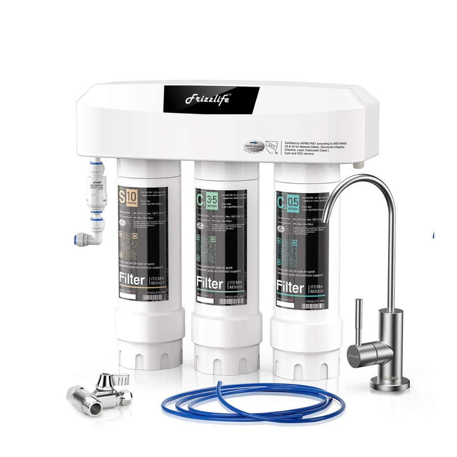 Frizzlife Under-Sink Water Filter System with Faucet, SP99-NEW