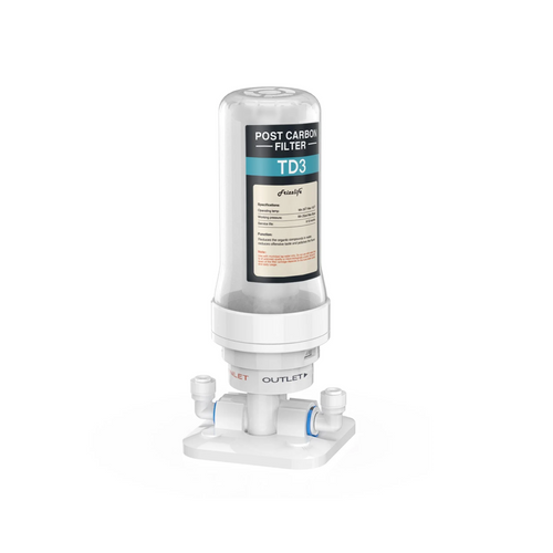 Frizzlife TD-3 Post Carbon Water Filter - Under Sink Activated Carbon Block Post Filter for RO Filter Systems