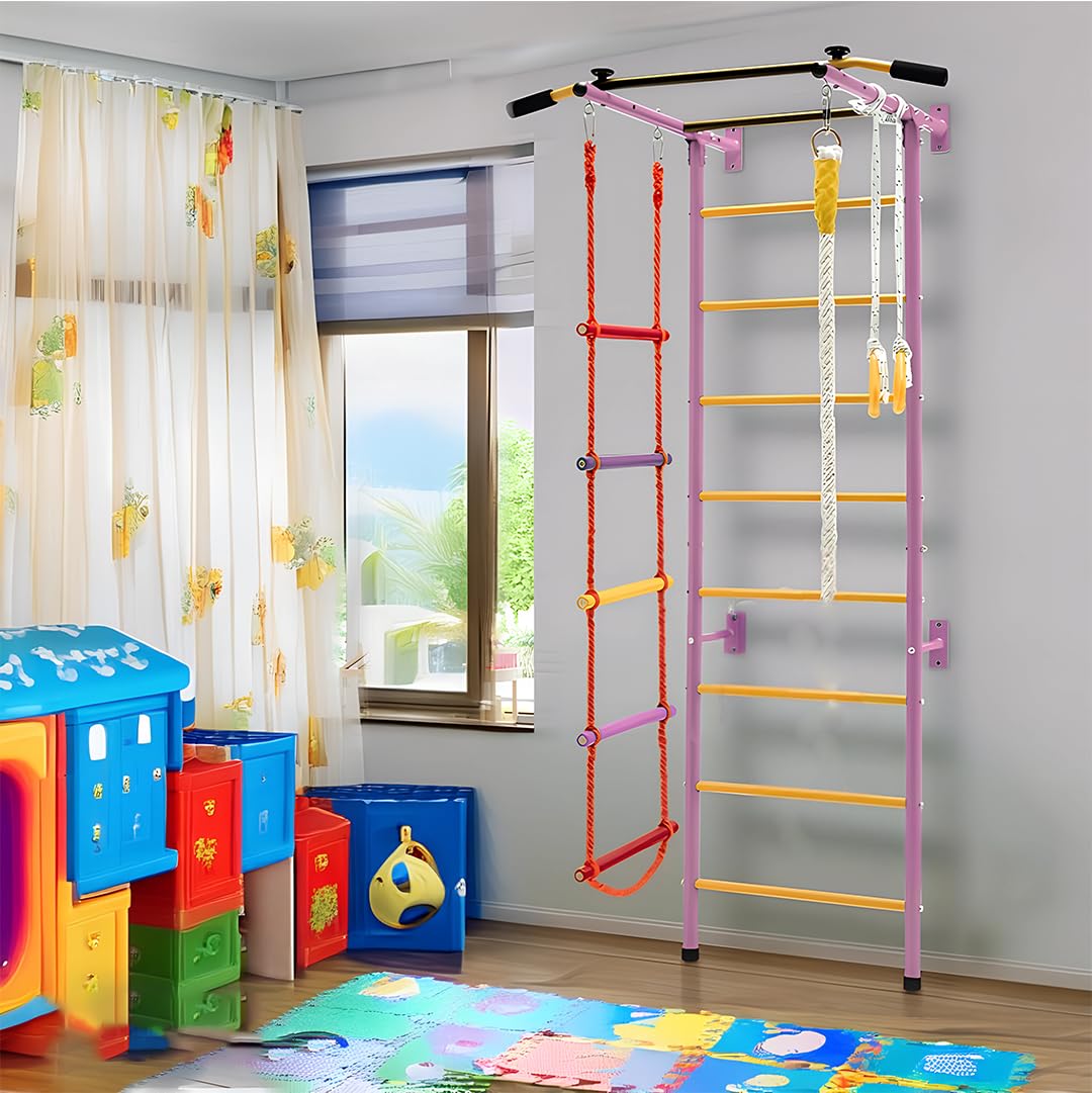 Funphix 5 In 1 Swedish Ladder Wall Gym Set – Small – Pink, view 3