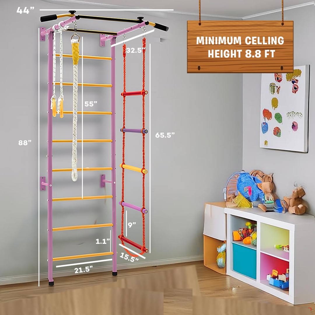 Funphix 5 In 1 Swedish Ladder Wall Gym Set – Small – Pink, view 4