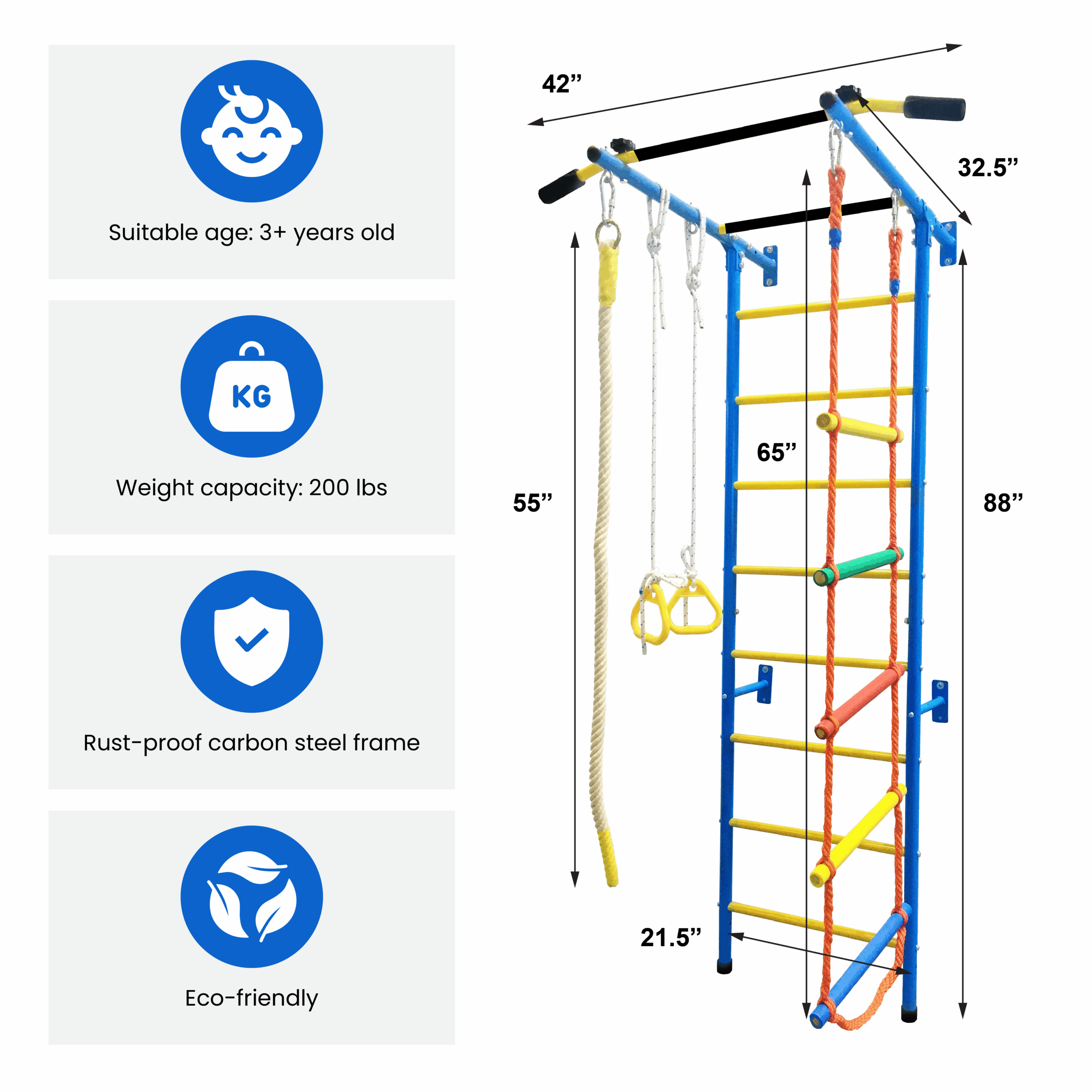 Funphix 5 In 1 Swedish Ladder Wall Gym Set, view 4