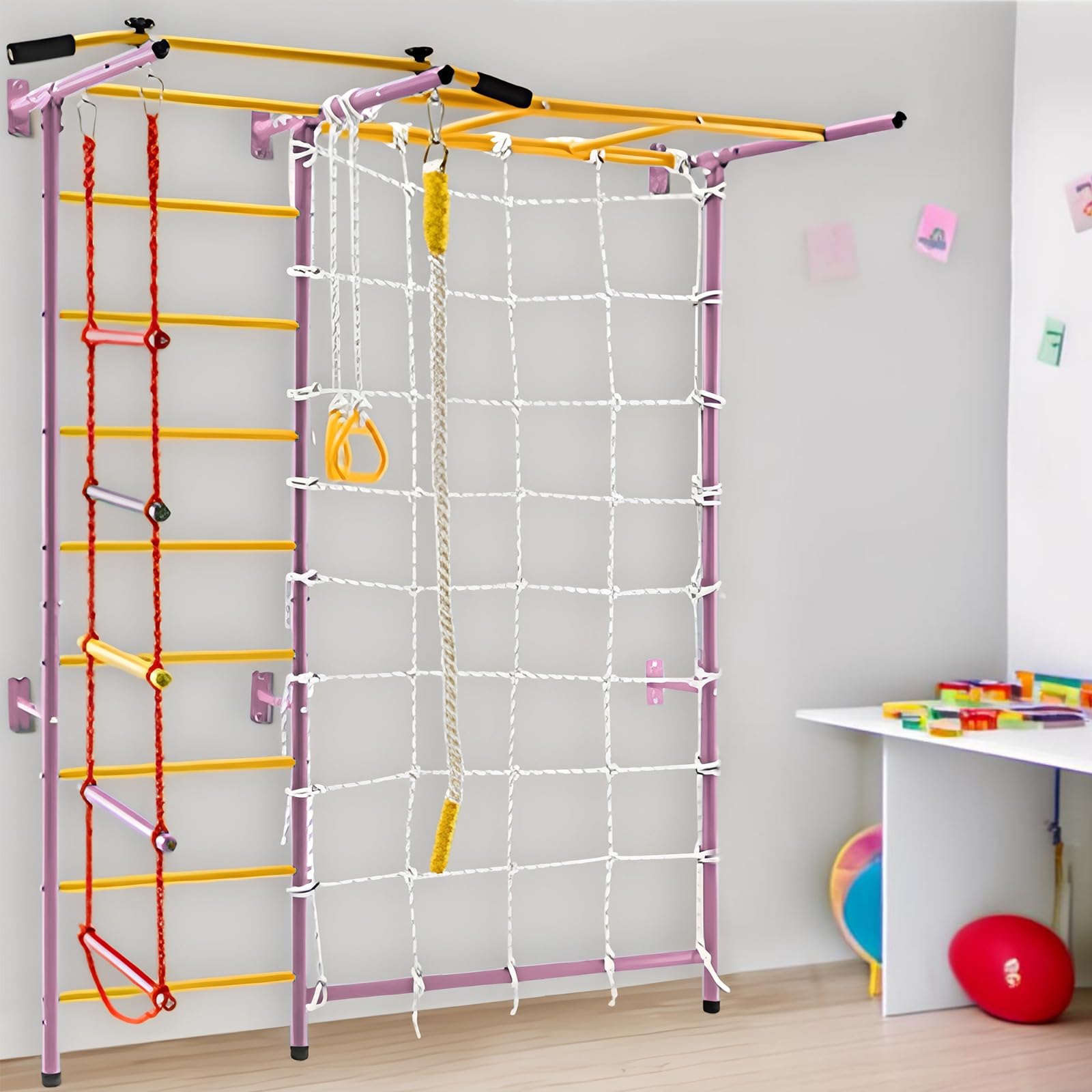 Funphix 7 In 1 Swedish Ladder Wall Gym Set – Large – Pink, view 2