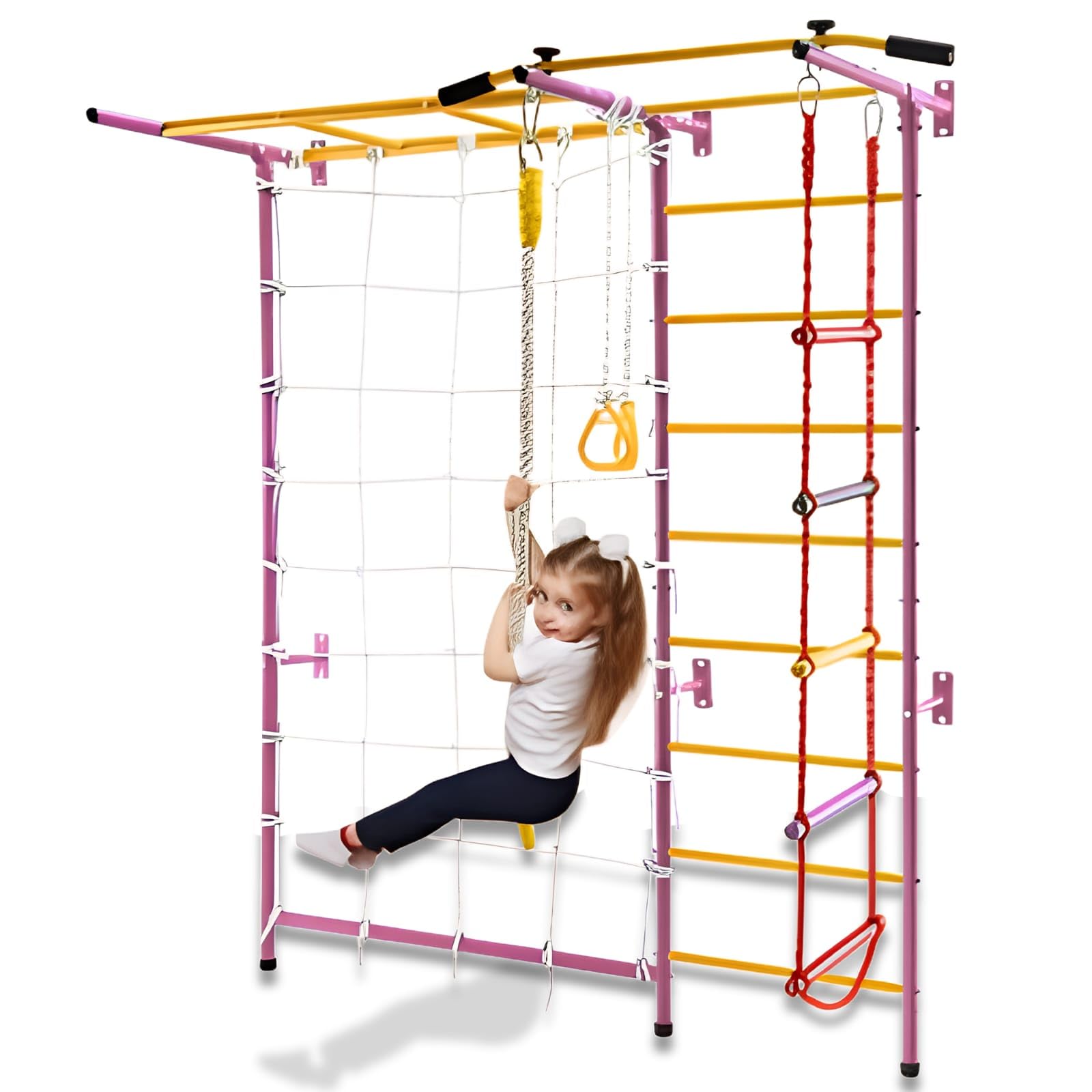 Funphix 7 In 1 Swedish Ladder Wall Gym Set – Large – Pink, view 5