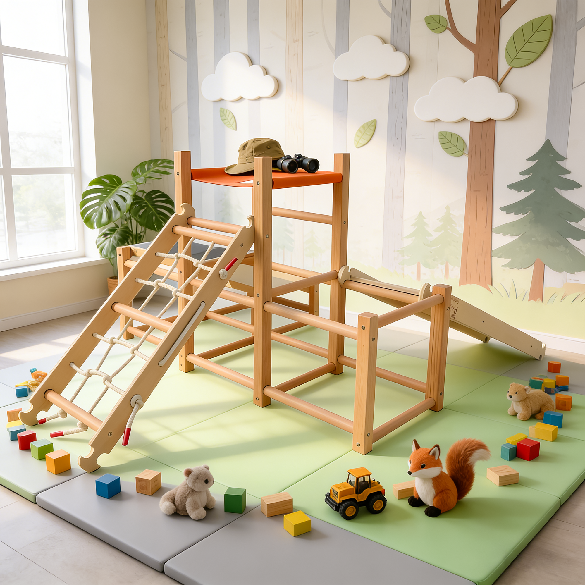 Funphix 7-in-1 Wooden Toddler Climbing Toy Indoor Playground, view 3
