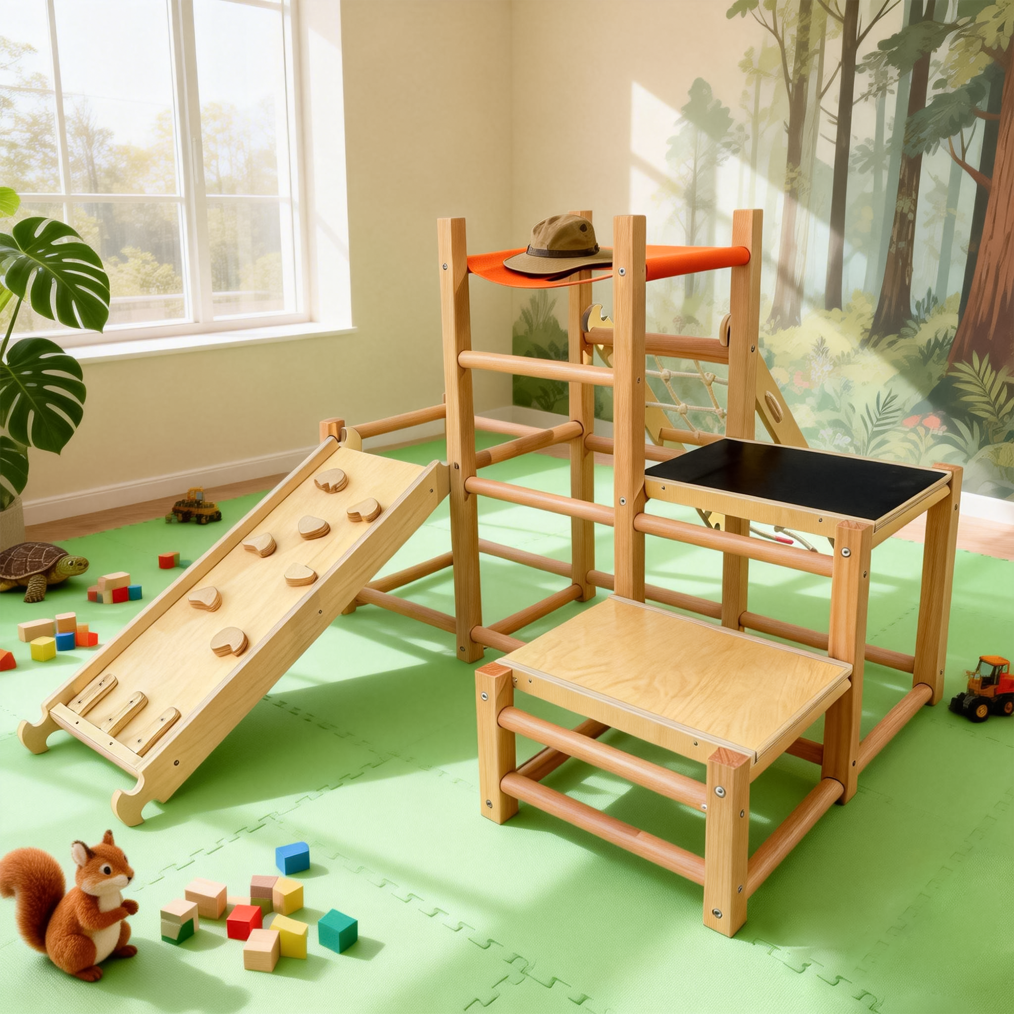 Funphix 7-in-1 Wooden Toddler Climbing Toy Indoor Playground, view 5