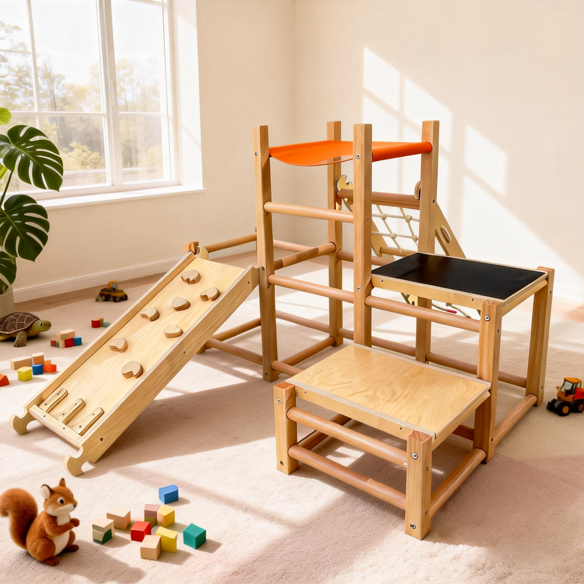Funphix 7-in-1 Wooden Toddler Climbing Toy Indoor Playground, view 6