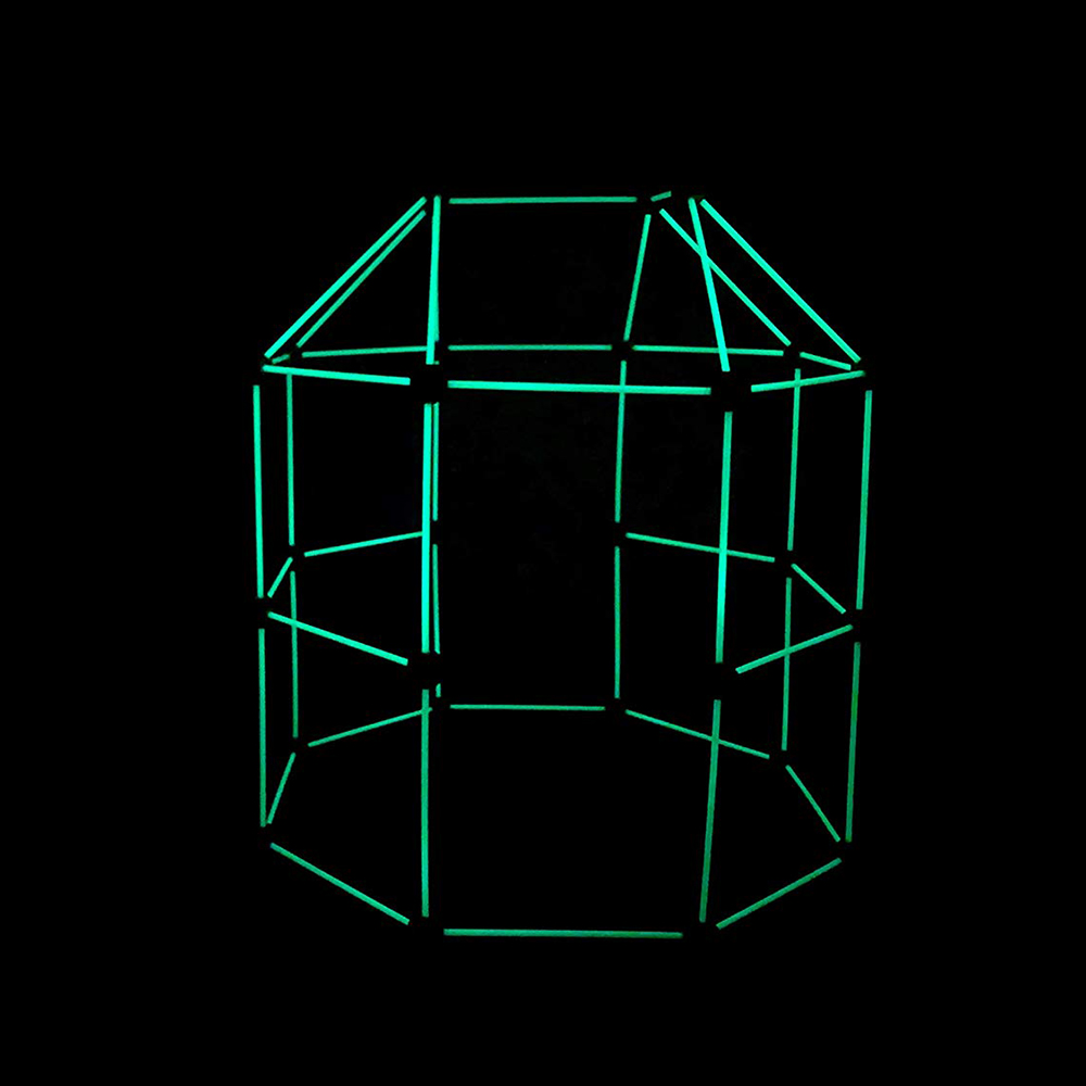 Funphix 77 Pc Fort Building Kit with Glow in The Dark Sticks – Fun Construction Toy for Age 5+ Creative Play – Encourages Imagination & Teamwork (Blue and Green Balls), view 3