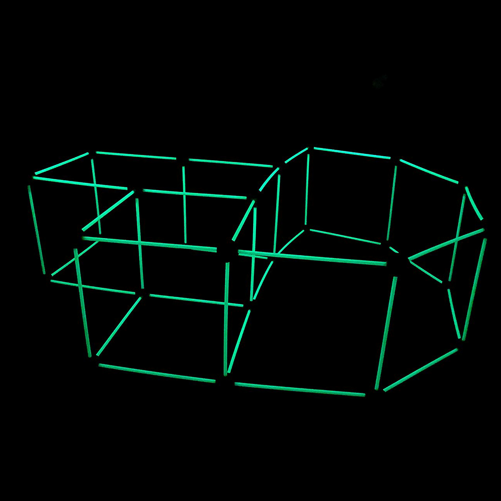 Funphix 77 Pc Fort Building Kit with Glow in The Dark Sticks – Fun Construction Toy for Age 5+ Creative Play – Encourages Imagination & Teamwork (Blue and Green Balls), view 5