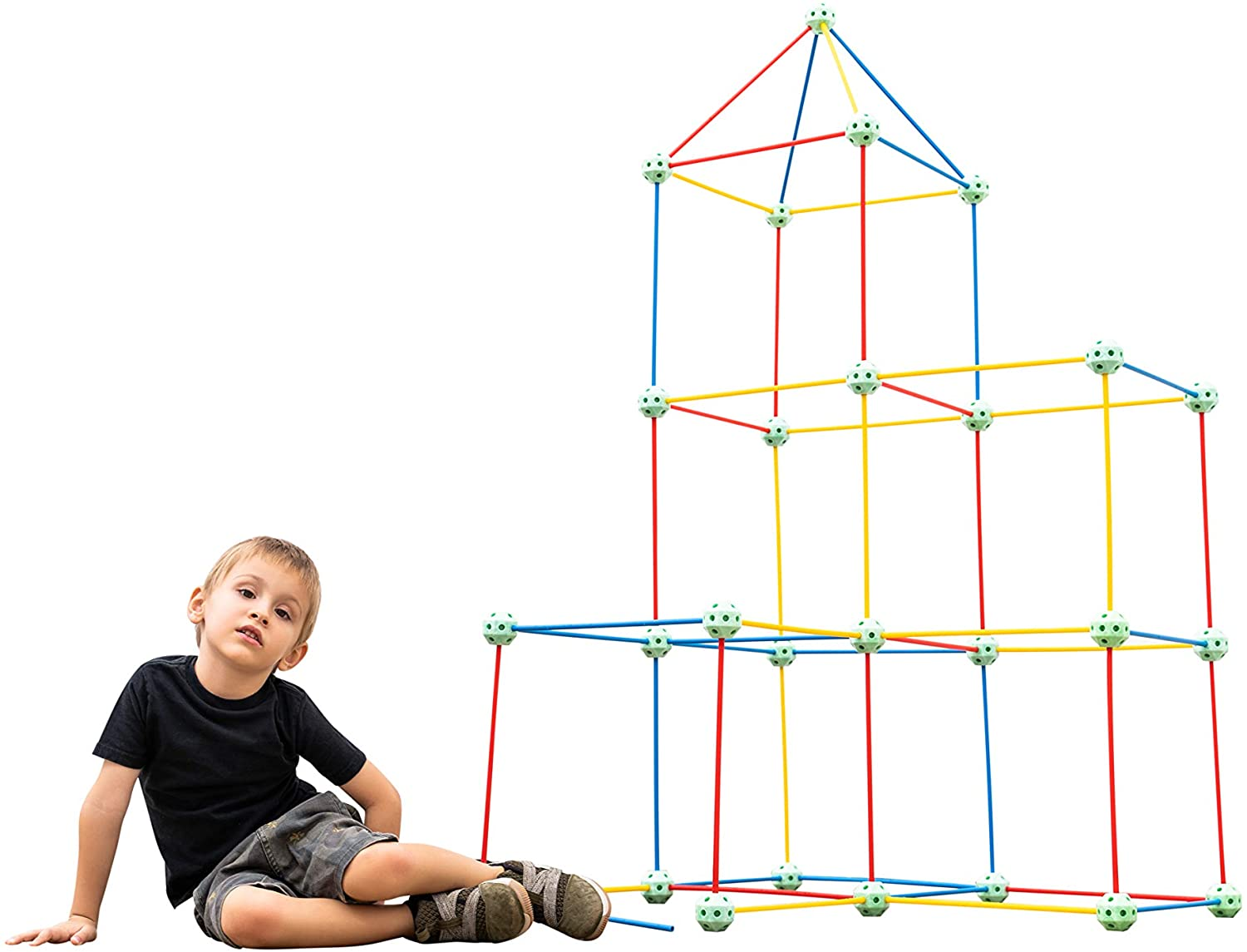 Funphix 86 Pc Glow Glow Rainbow Kit – Age 5+ Colorful Glow in The Dark Fort Building Kit – Fun Fort Construction Toy Encourages Creative Play, view 3