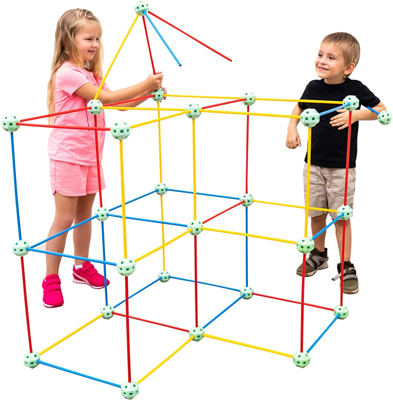Funphix 86 Pc Glow Glow Rainbow Kit – Age 5+ Colorful Glow in The Dark Fort Building Kit – Fun Fort Construction Toy Encourages Creative Play, view 4