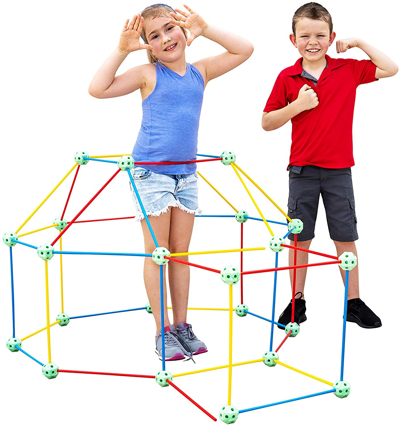 Funphix 86 Pc Glow Glow Rainbow Kit – Age 5+ Colorful Glow in The Dark Fort Building Kit – Fun Fort Construction Toy Encourages Creative Play, view 5