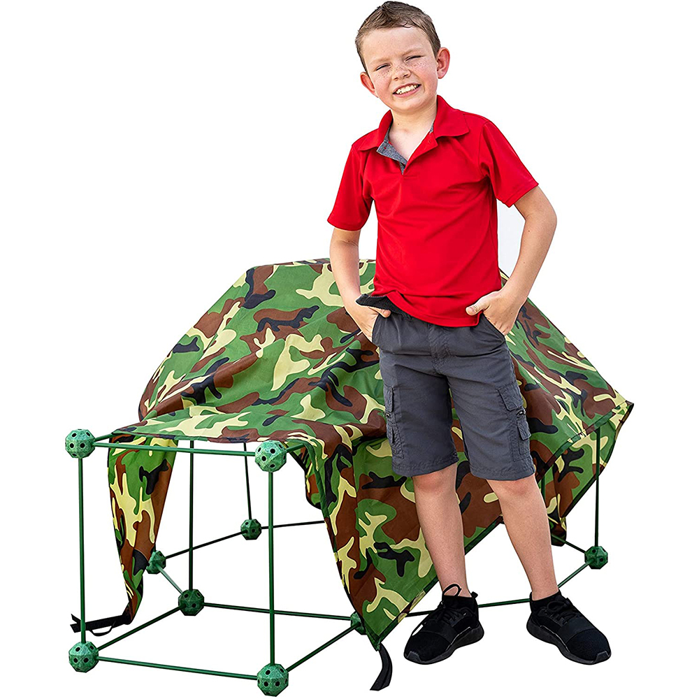 Funphix 93 Pc Super Soldier Army Kit – Age 5+ Army Fort Building Kit with Green Poles, Army Sheet & Lights – Fun Construction Toy Encourages Imagination, view 3