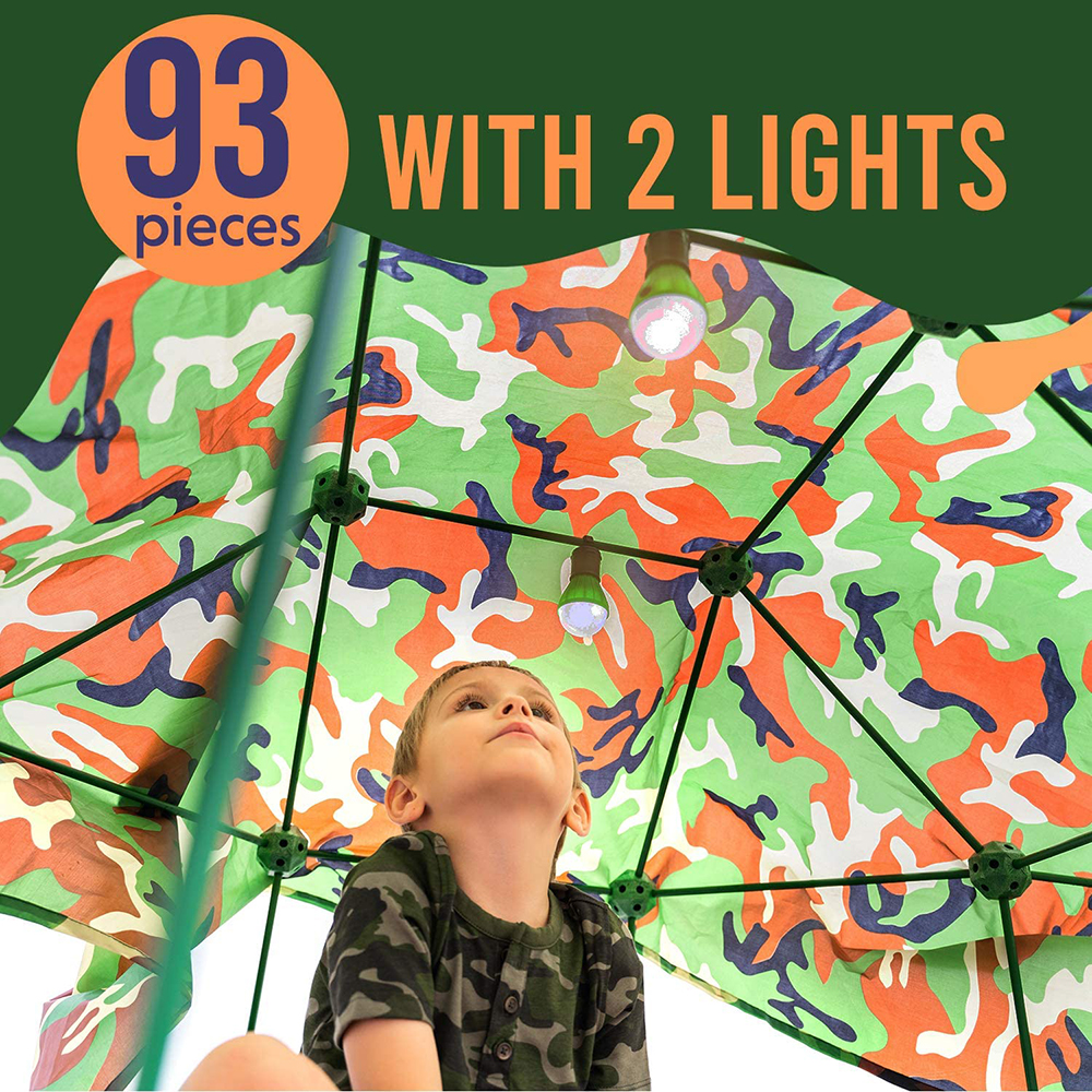 Funphix 93 Pc Super Soldier Army Kit – Age 5+ Army Fort Building Kit with Green Poles, Army Sheet & Lights – Fun Construction Toy Encourages Imagination, view 6