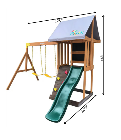 Funphix Backyard Kids Playset with Slide, Climbing Wall & Double Swing, view 3