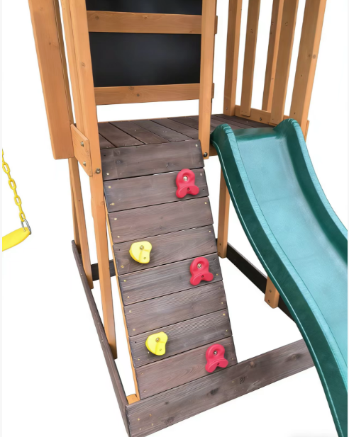 Funphix Backyard Kids Playset with Slide, Climbing Wall & Double Swing, view 6