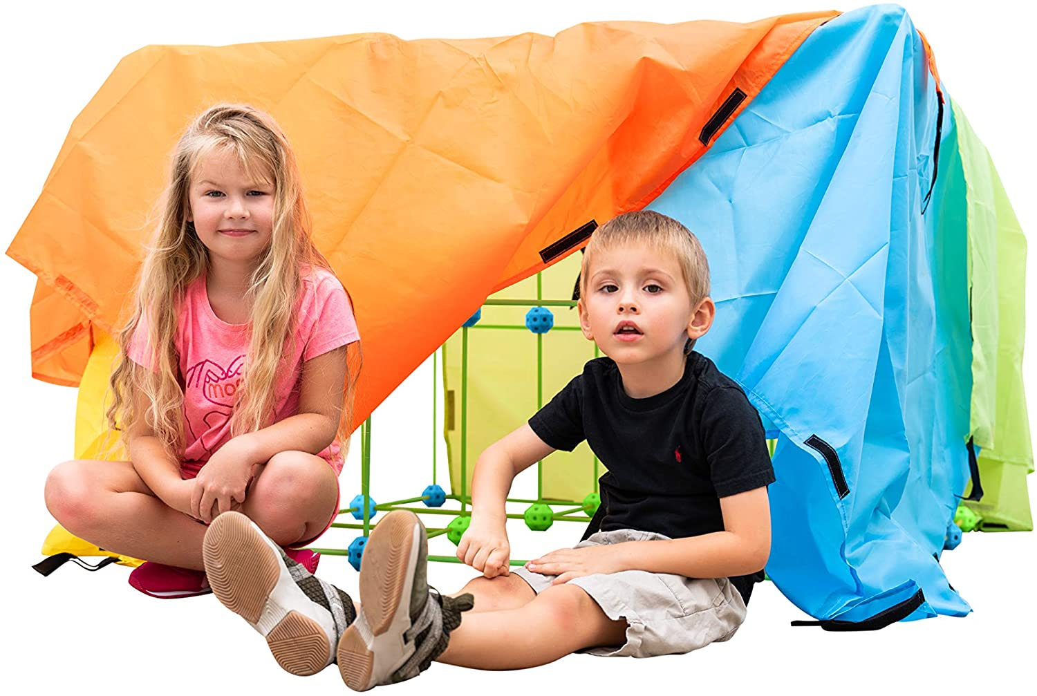 Funphix Fort 154 Pc Set for Supersized Glow in The Dark Fort Building – Encourages Teamwork, Stimulates Imagination for Age 5+ (Green Blue Balls), view 6