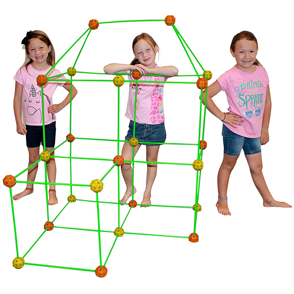 Funphix Fort 154 Pc Set for Supersized Glow in The Dark Fort Building – Encourages Teamwork, Stimulates Imagination for Age 5+(Orange / Yellow Balls), view 3