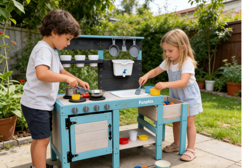 Funphix Indoor/Outdoor Mud Kitchen Playset for Kids
