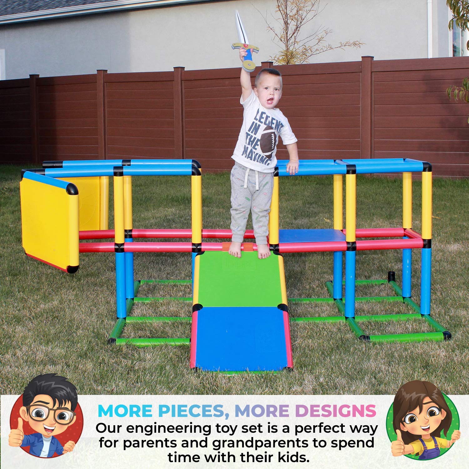 Funphix “Jumbo” 467 Piece Construction Toy Set – Building Play-Structures for Indoors & Outdoors – Fun & Educational Learning Toys for Ages 2 to 12, view 6