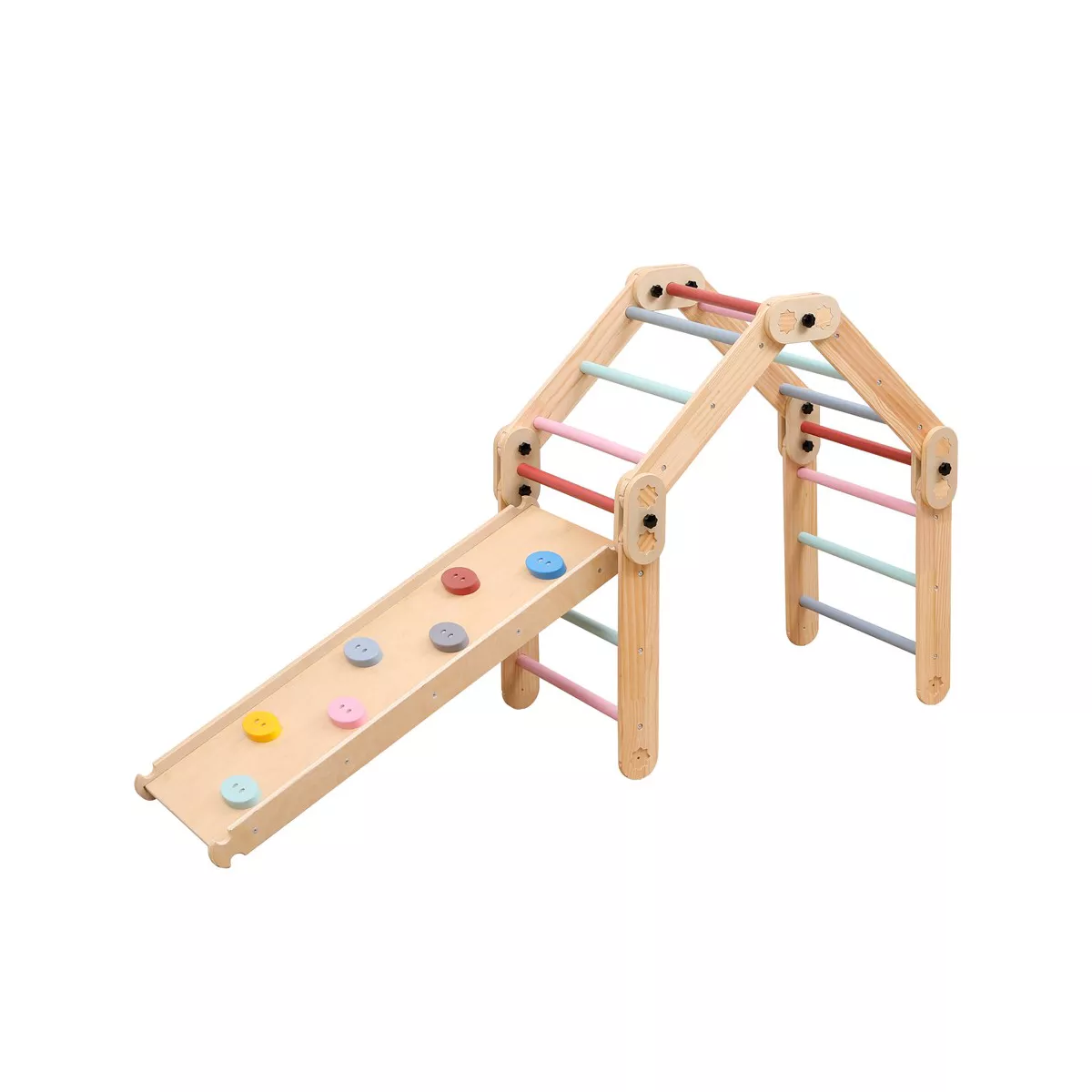 Funphix Kids Modular Wooden Pikler with Ramp/Slide โ Colored