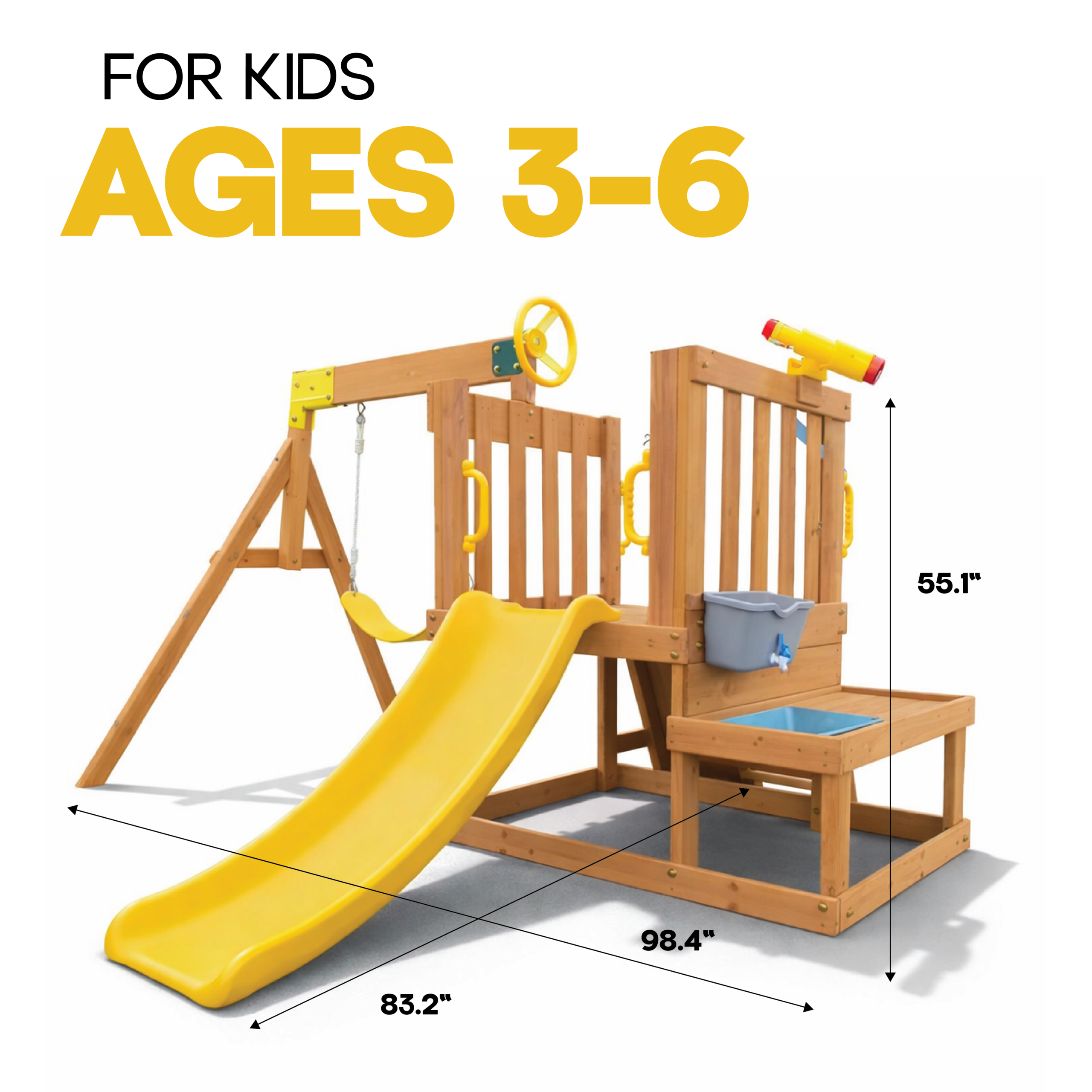Funphix Kids Playhouse with Slide, Swing and Water Play Box, view 3