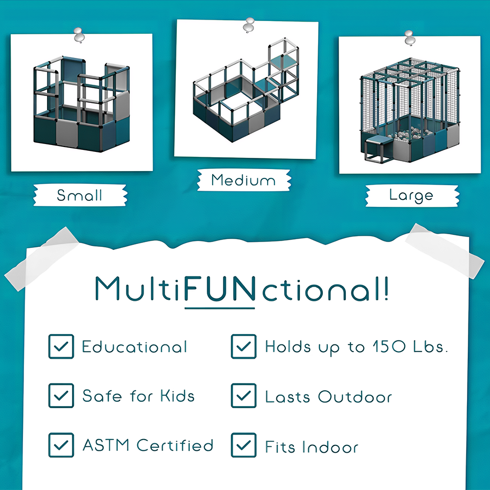 Funphix Large Ball Pits for Toddlers I Dive in Ball Pit Building Toy with Net, Bungee Cords, Tubes & Connectors I Indoor & Outdoor Playset, view 6