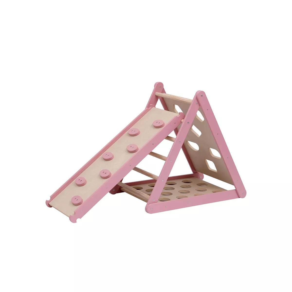 Funphix Pikler Climbing Set: Foldable Triangle and Slide Board – Pink