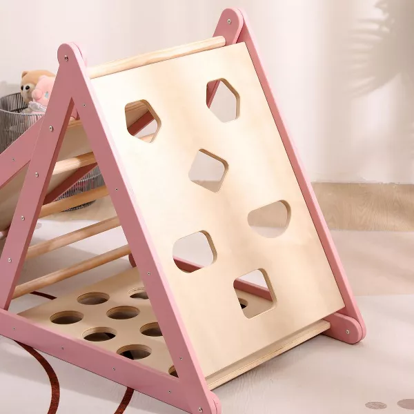 Funphix Pikler Climbing Set: Foldable Triangle and Slide Board – Pink, view 3
