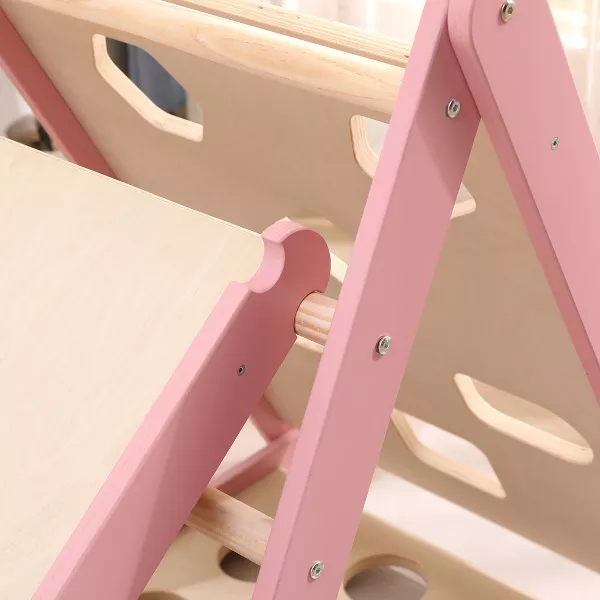 Funphix Pikler Climbing Set: Foldable Triangle and Slide Board – Pink, view 4