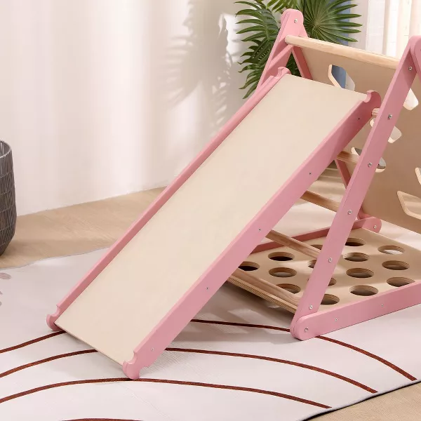 Funphix Pikler Climbing Set: Foldable Triangle and Slide Board – Pink, view 5