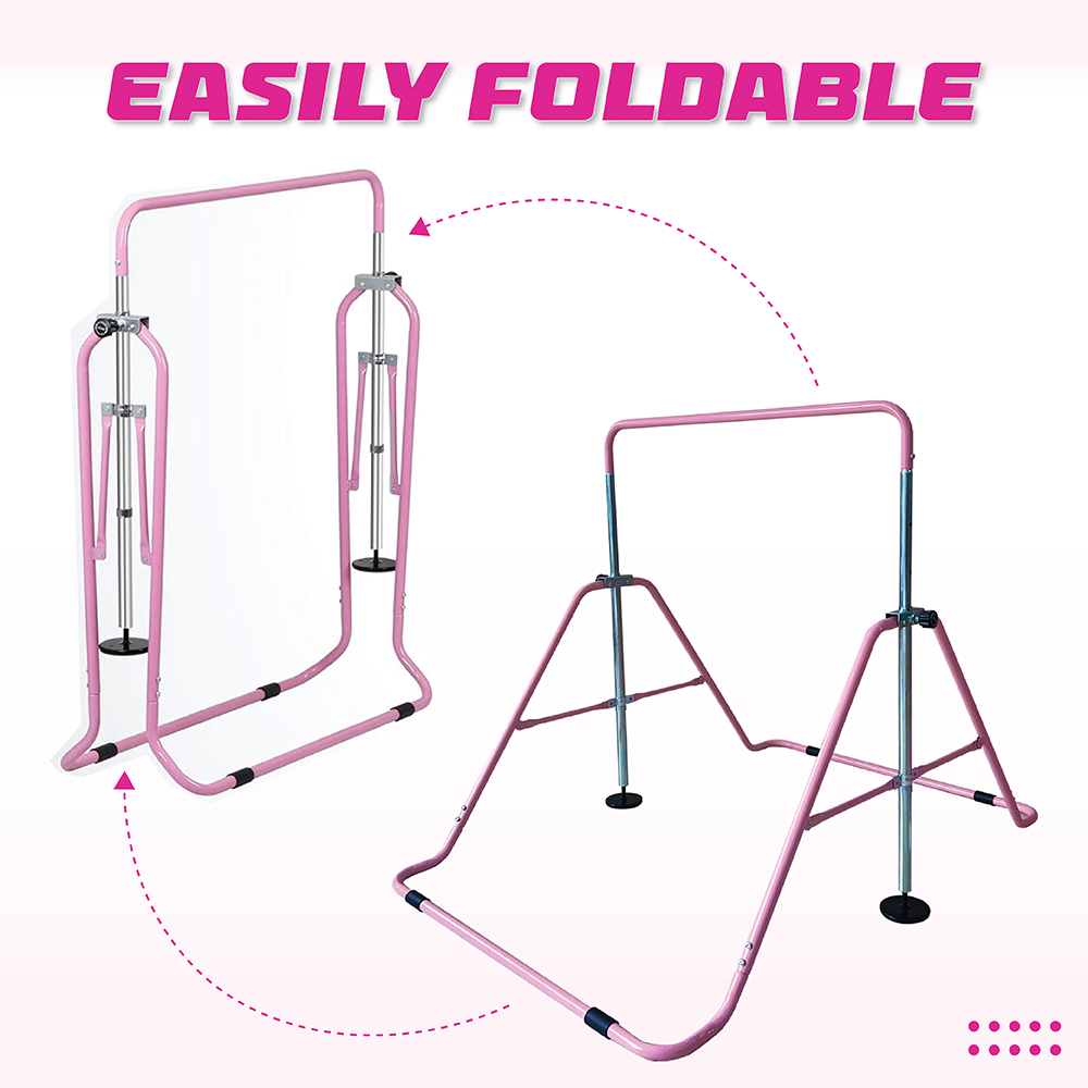 Funphix Pink Gymnastics Training Bar for Kids with 5 Height Adjustment Level