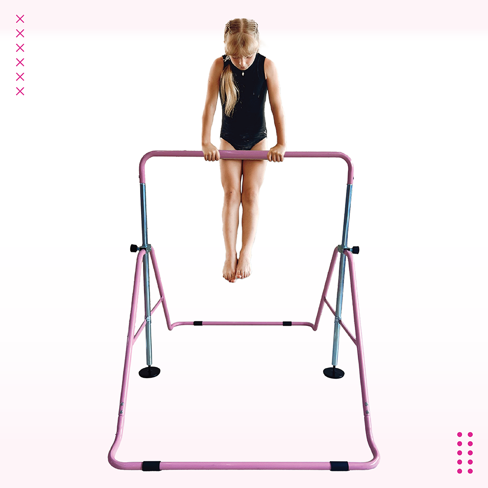 Funphix Pink Gymnastics Training Bar for Kids with 5 Height Adjustment Level, view 2