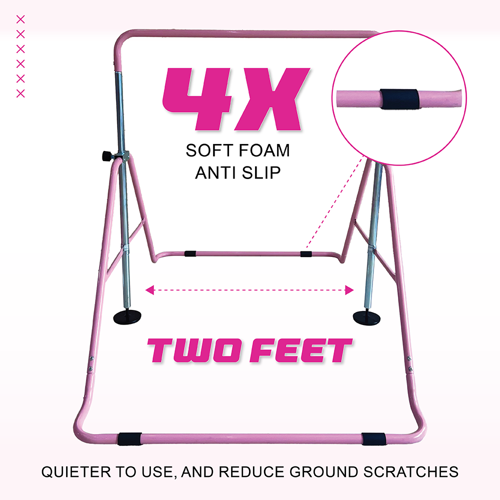 Funphix Pink Gymnastics Training Bar for Kids with 5 Height Adjustment Level, view 3