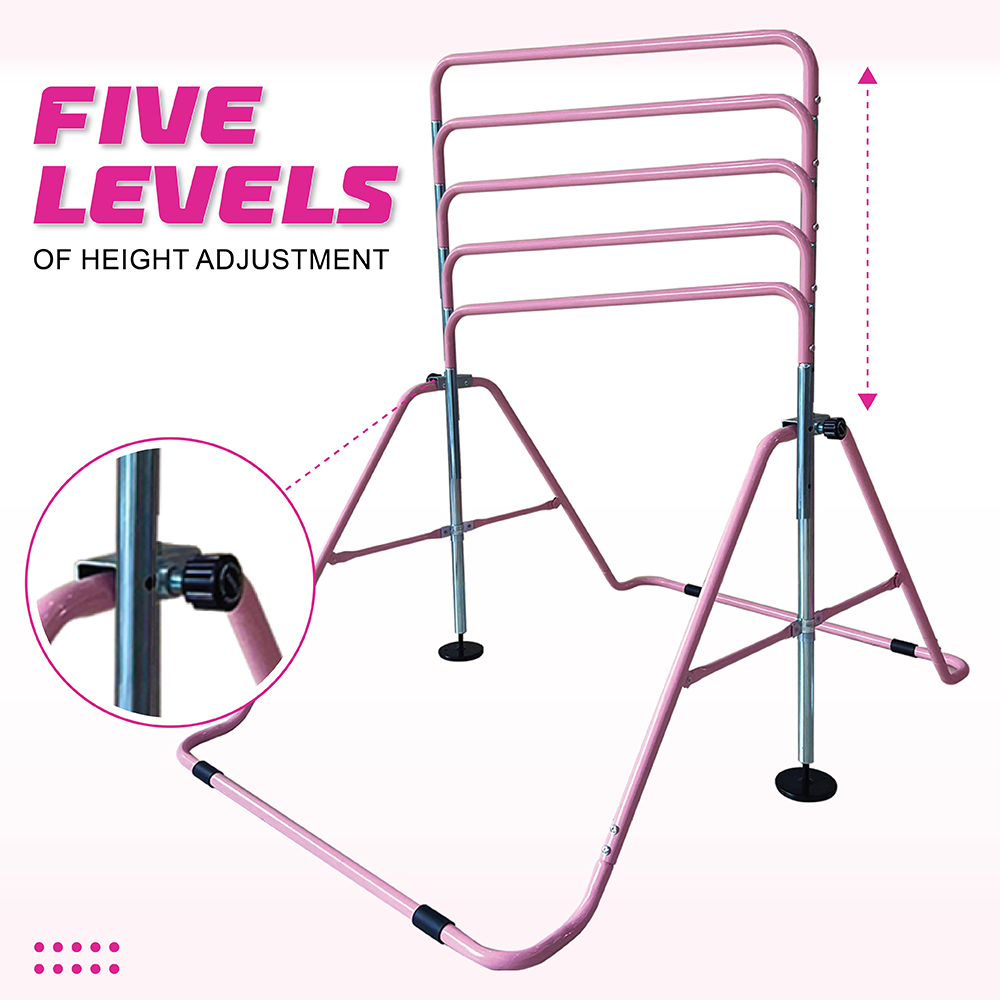 Funphix Pink Gymnastics Training Bar for Kids with 5 Height Adjustment Level, view 5